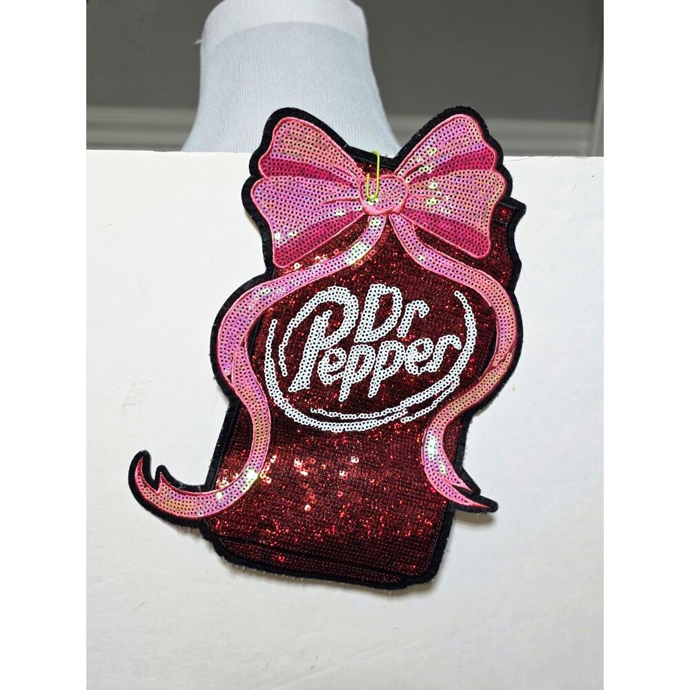 Dr. Pepper Girly embroidered Sparkles Sequins Bows Iron on patch